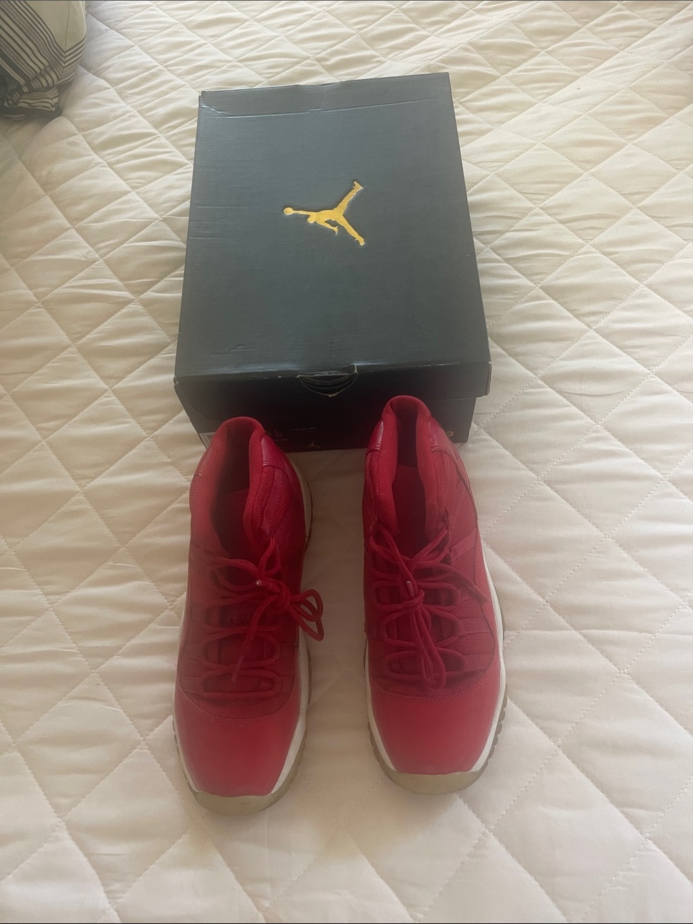 Air Jordan Retro 11 BG Patent Leather Red and White Sneakers -Size 6.5 Y